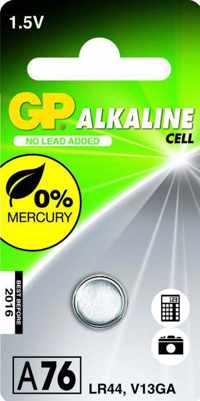 GP Alkaline knoopcel 76A (V13GA / L1154 / LR44), blister 1
