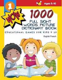 1000 Full Sight Words Picture Dictionary Book English French Educational Games for Kids 5 10