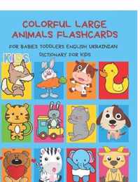 Colorful Large Animals Flashcards for Babies Toddlers English Ukrainian Dictionary for Kids