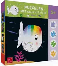 Puzzelen met Klein wit visje. 4-in-1-puzzel