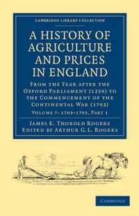 A History of Agriculture and Prices in England