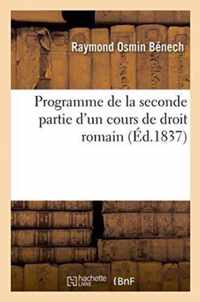 Programme de la Seconde Partie d'Un Cours de Droit Romain