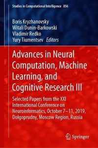 Advances in Neural Computation, Machine Learning, and Cognitive Research III