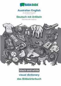 BABADADA black-and-white, Australian English - Deutsch mit Artikeln, visual dictionary - das Bildwoerterbuch