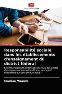 Responsabilite sociale dans les etablissements d'enseignement du district federal
