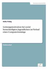 Leistungsmotivation Bei Sozial Benachteiligten Jugendlichen Im Verlauf Eines Computertrainings