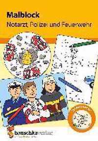 Malblock - Notarzt, Polizei und Feuerwehr