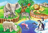 Tiere im Zoo. Puzzle 2 x 12 Teile