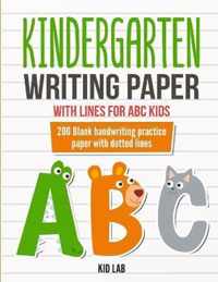 Kindergarten writing paper with lines for ABC kids