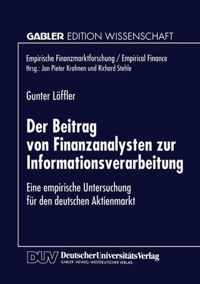 Der Beitrag Von Finanzanalysten Zur Informationsverarbeitung