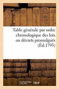 Table Generale Par Ordre Chronologique Des Loix Ou Decrets Promulgues