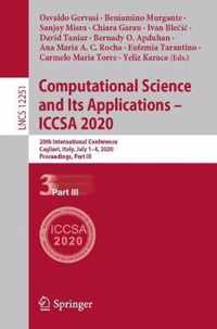 Computational Science and Its Applications ICCSA 2020