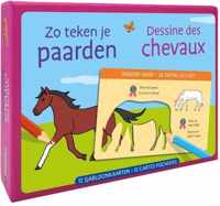 Zo teken je paarden - 12 sjabloonkaarten / Dessine des chevaux  12 cartes pochoirs