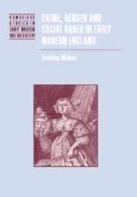 Crime, Gender and Social Order in Early Modern England