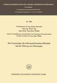 Die Voranzeigen Als Anthropotechnisches Hilfsmittel Bei Der Führung Von Fahrzeugen