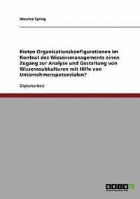 Bieten Organisationskonfigurationen im Kontext des Wissensmanagements einen Zugang zur Analyse und Gestaltung von Wissenssubkulturen mit Hilfe von Unternehmenspotenzialen?