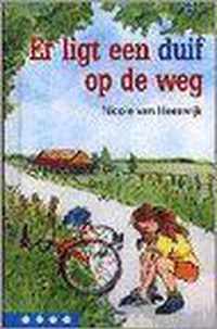 Er ligt een duif op de weg