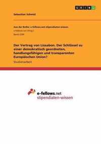 Der Vertrag von Lissabon. Der Schlussel zu einer demokratisch geordneten, handlungsfahigen und transparenten Europaischen Union?