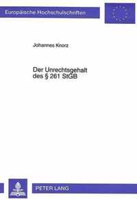 Der Unrechtsgehalt Des 261 Stgb