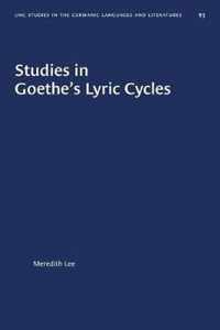 Studies in Goethe's Lyric Cycles