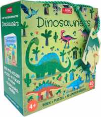 Boek + puzzel + 10 figuren - Dinosauriërs