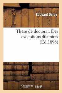 These de Doctorat. Des Exceptions Dilatoires