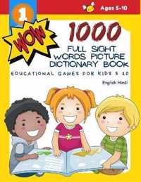 1000 Full Sight Words Picture Dictionary Book English Hindi Educational Games for Kids 5 10