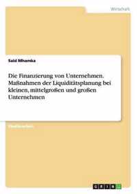 Die Finanzierung Von Unternehmen. Massnahmen Der Liquiditatsplanung Bei Kleinen, Mittelgrossen Und Grossen Unternehmen