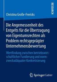 Die Angemessenheit des Entgelts fuer die Uebertragung von Eigentumsrechten als P