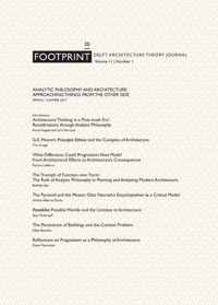 Footprint 20 Analytic Philosophy and Architecture - Approaching Things from the Other Side Vol 11/1