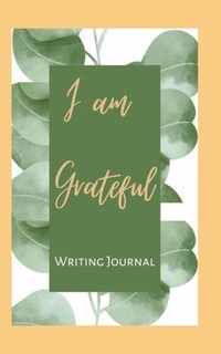 I am Grateful Writing Journal - Cream Green Frame - Floral Color Interior And Sections To Write People And Places