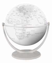 Globe 15 CM Pol. Wit Gestileerd Draai & Kantel