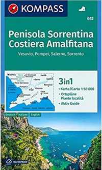 Penisola Sorrentina, Costiera Amalfitana, Vesuvio, Pompei, Salerno, Sorrento 1:50 000