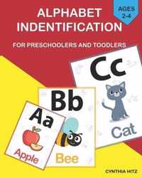 Alphabet identification for preschoolers and toddlers. Alphabet learning guide book for children in ages 2-4.