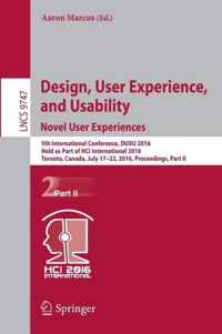 Design, User Experience, and Usability: Novel User Experiences