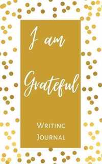 I am Grateful Writing Journal - Gold Brown Polka Dot - Floral Color Interior And Sections To Write People And Places