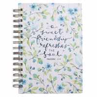 Journal Wirebound Blue Floral Sweet Friendship