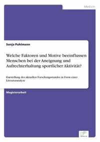 Welche Faktoren und Motive beeinflussen Menschen bei der Aneignung und Aufrechterhaltung sportlicher Aktivitat?