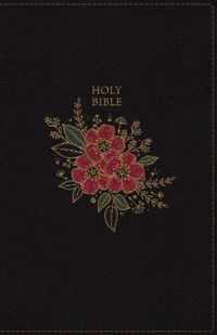 KJV, Deluxe Reference Bible, Super Giant Print, Leathersoft, Black Floral, Thumb Indexed, Red Letter Edition, Comfort Print