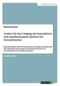 Ansatze fur den Umgang mit hyperaktiven und unaufmerksamen Kindern auf Ferienfreizeiten