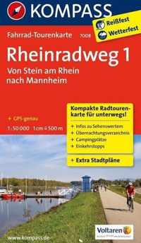 Kompass FK7008 Rheinradweg 1, Von Stein am Rhein nach Mannheim