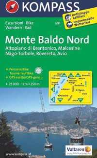 Kompass WK691 Monte Baldo Nord, Altopiano di Brentonico, Malcesine, Nago