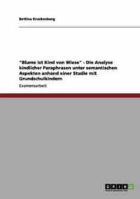 Blume ist Kind von Wiese - Die Analyse kindlicher Paraphrasen unter semantischen Aspekten anhand einer Studie mit Grundschulkindern