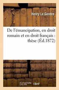 de l'Emancipation, En Droit Romain Et En Droit Francais