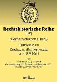 Quellen Zum Deutschen Richtergesetz Vom 8.9.1961: Teil II