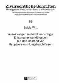 Auswirkungen materiell unrichtiger Entsprechenserklärungen auf den Bestand von Hauptversammlungsbeschlüssen