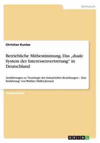 Betriebliche Mitbestimmung. Das  duale System der Interessenvertretung in Deutschland