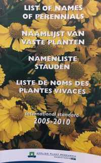 List of names of perennials = Naamlijst van vaste planten