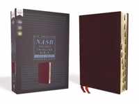 NASB, Thinline Bible, Large Print, Bonded Leather, Burgundy, Red Letter, 1995 Text, Thumb Indexed, Comfort Print