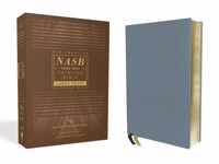 NASB, Thinline Bible, Large Print, Genuine Leather, Buffalo, Blue, Red Letter, 1995 Text, Art Gilded Edges, Comfort Print